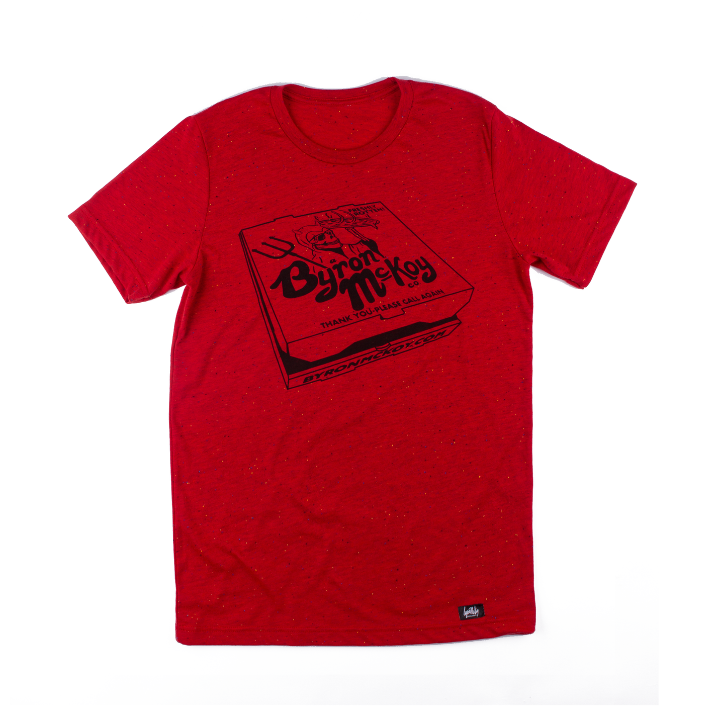 Pizza Box Shirt (Devil on Speckled Red)